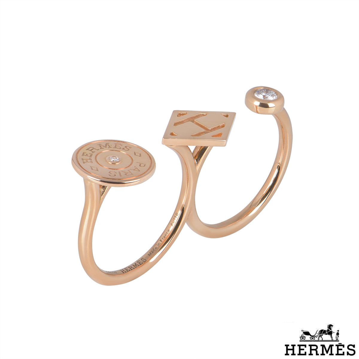 Hermés Rose Gold Gambade Double Ring | Rich Diamonds